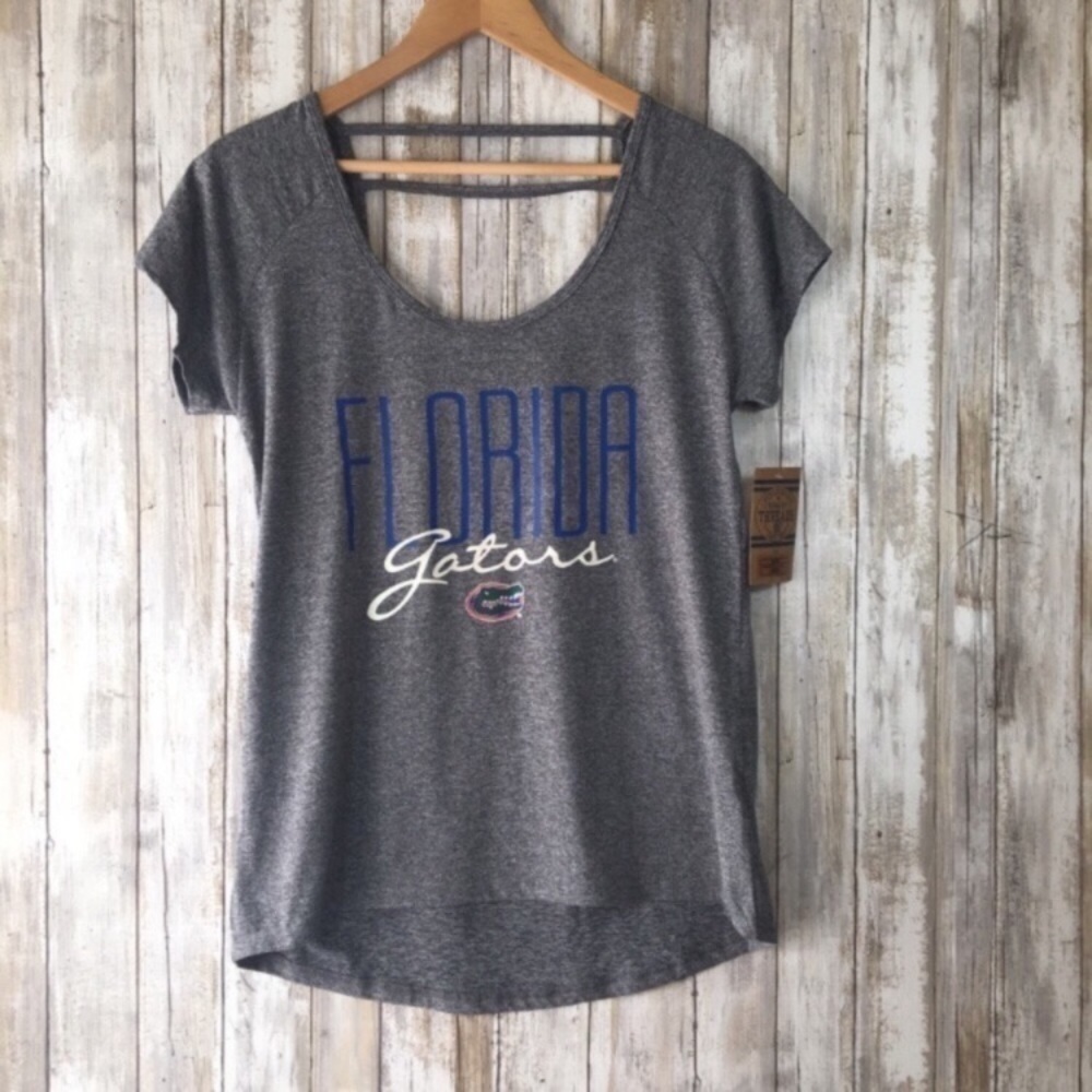 Florida Gators Women’s Small Open Back Top Gray NWT NCAA Game Day Blouse - Picture 1 of 5